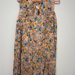 NEW J. Jill Floral Sleeveless Dress - Blue, Yellow, Pink